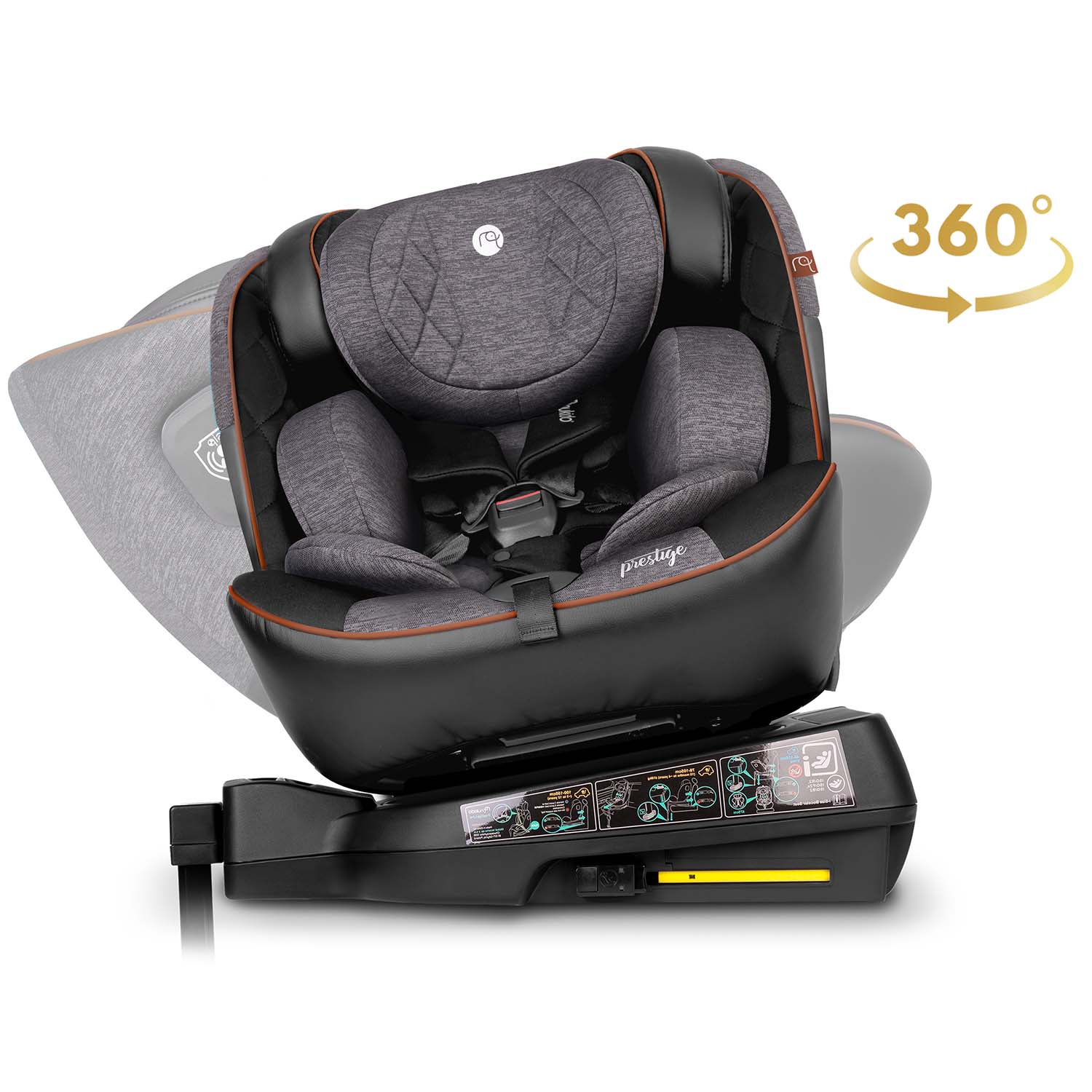 Nukido Prestige Line automobilių kėdė juodai pilka 0-36 kg ISOFIX