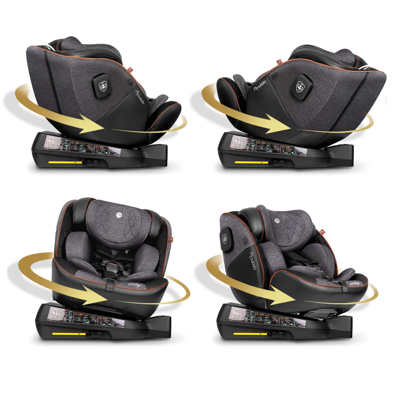 Nukido Prestige Line automobilių kėdė juodai pilka 0-36 kg ISOFIX