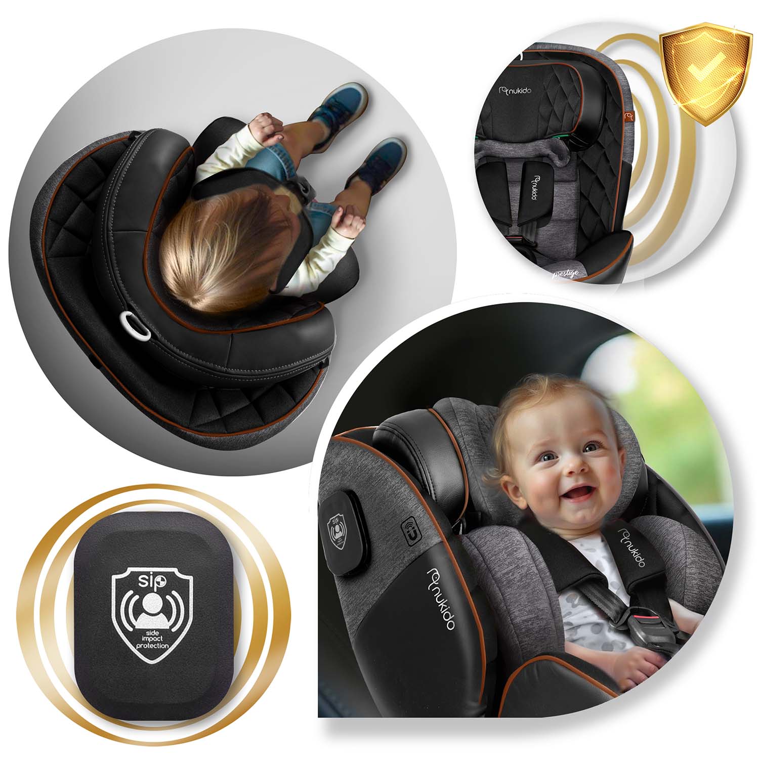 Nukido Prestige Line automobilių kėdė juodai pilka 0-36 kg ISOFIX