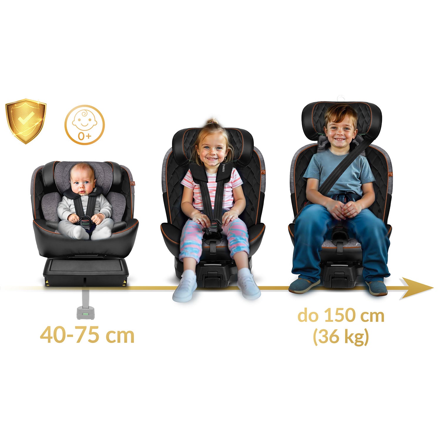 Nukido Prestige Line automobilių kėdė juodai pilka 0-36 kg ISOFIX
