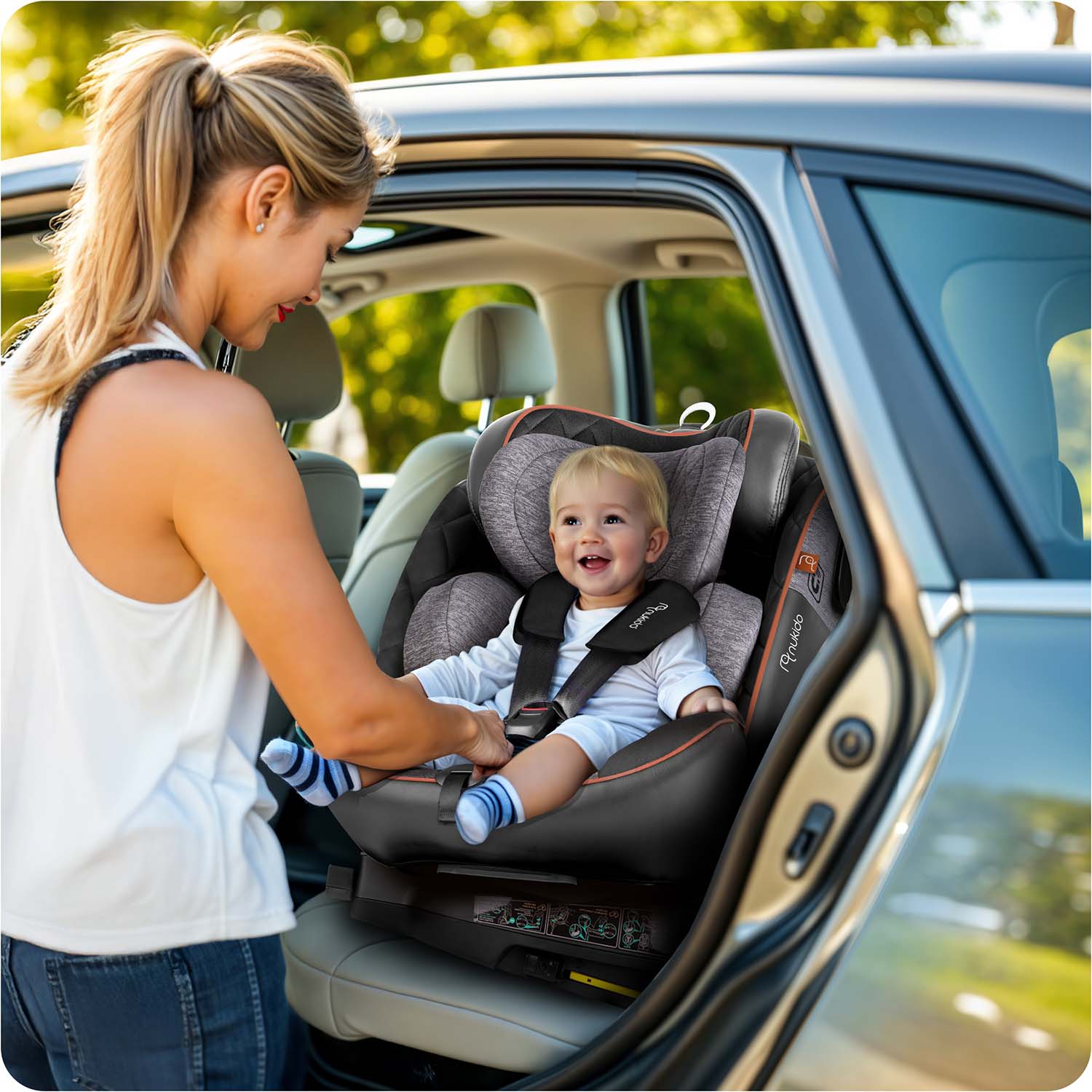 Nukido Prestige Line automobilių kėdė juodai pilka 0-36 kg ISOFIX