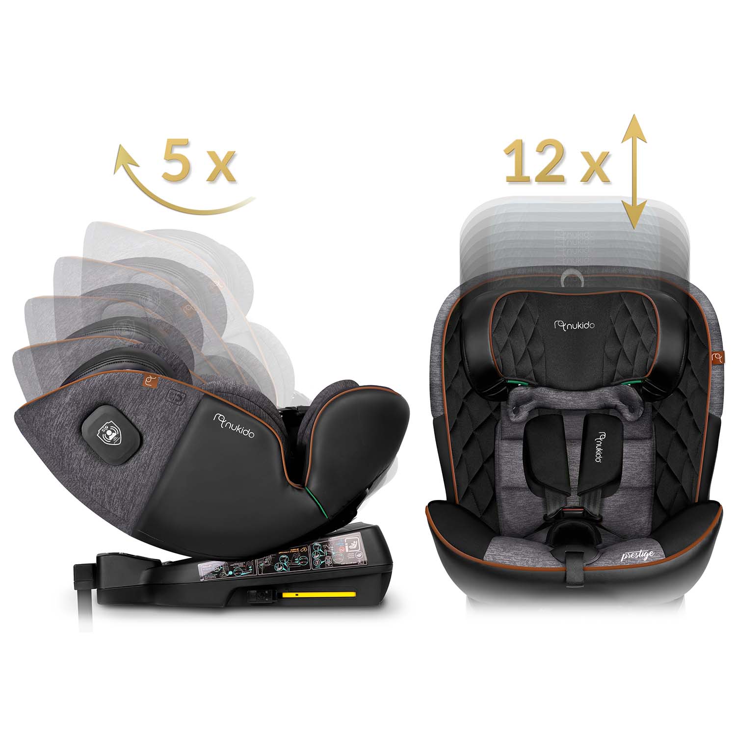 Nukido Prestige Line automobilių kėdė juodai pilka 0-36 kg ISOFIX