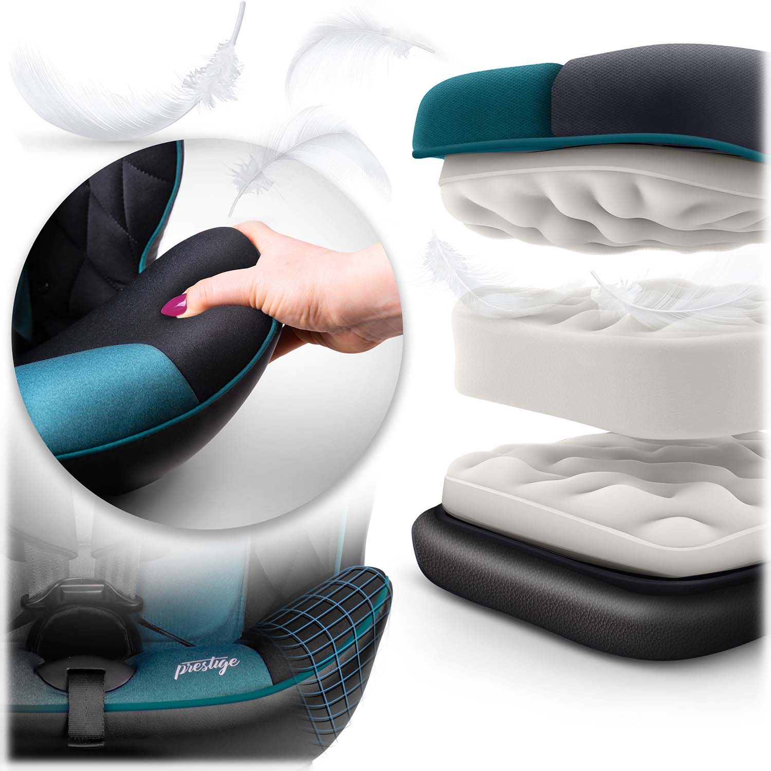 Nukido Prestige Line juodai mėlynos spalvos 0-36 kg ISOFIX automobilio sėdynė