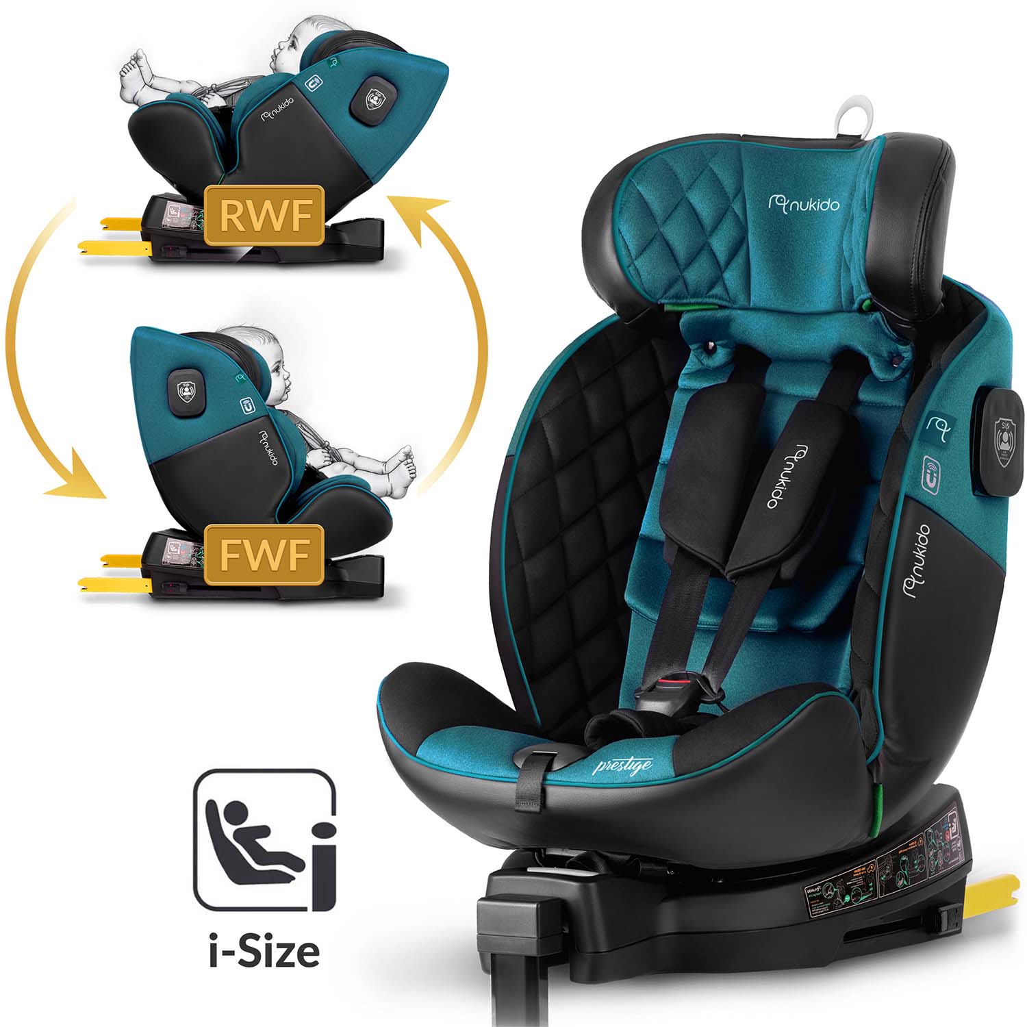 Nukido Prestige Line juodai mėlynos spalvos 0-36 kg ISOFIX automobilio sėdynė