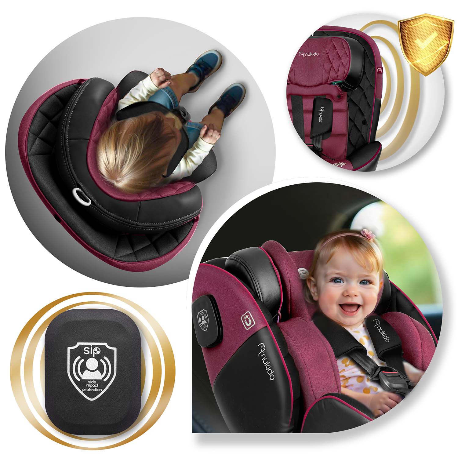 Nukido Prestige Line juodai rožinės spalvos 0-36 kg ISOFIX automobilio sėdynė