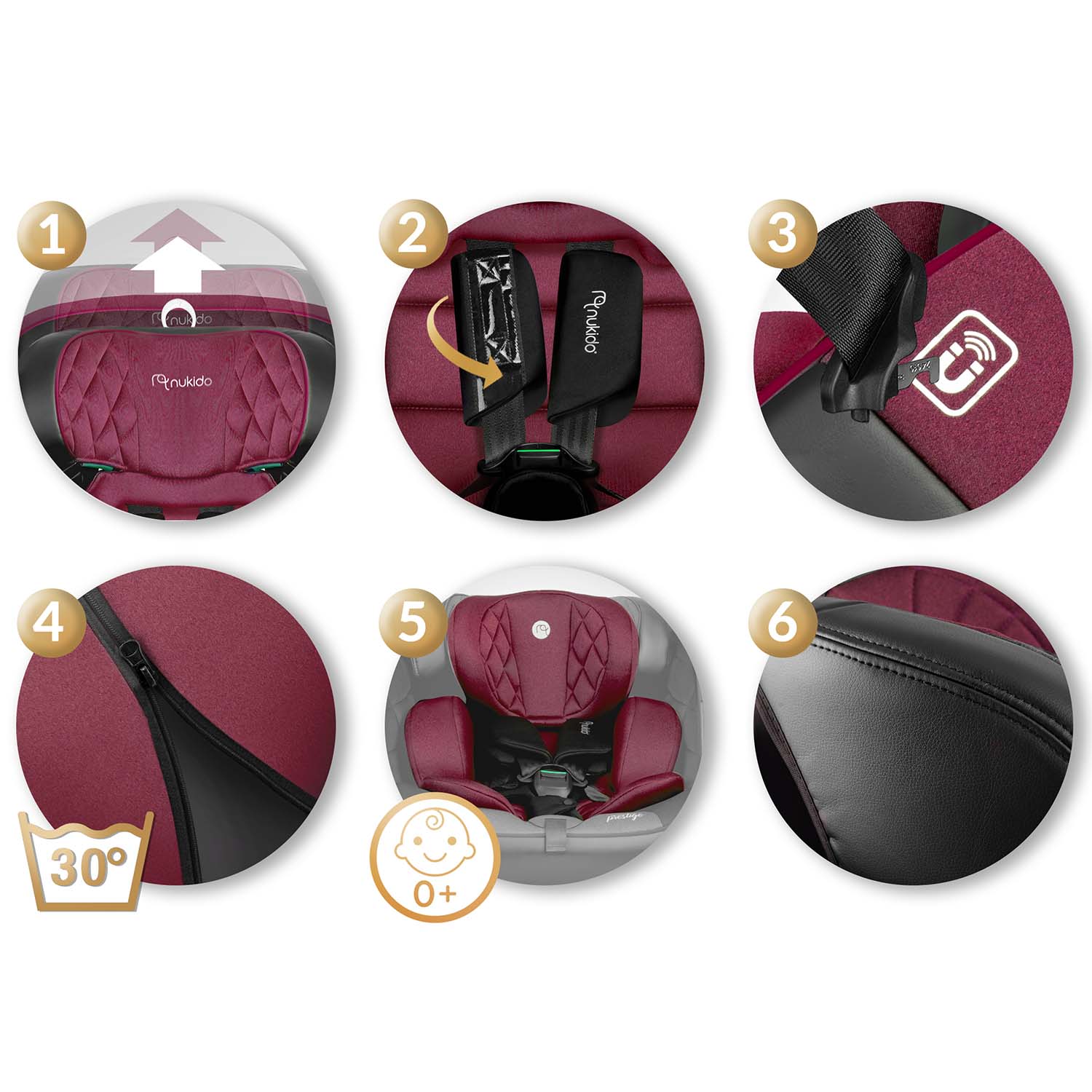 Nukido Prestige Line juodai rožinės spalvos 0-36 kg ISOFIX automobilio sėdynė