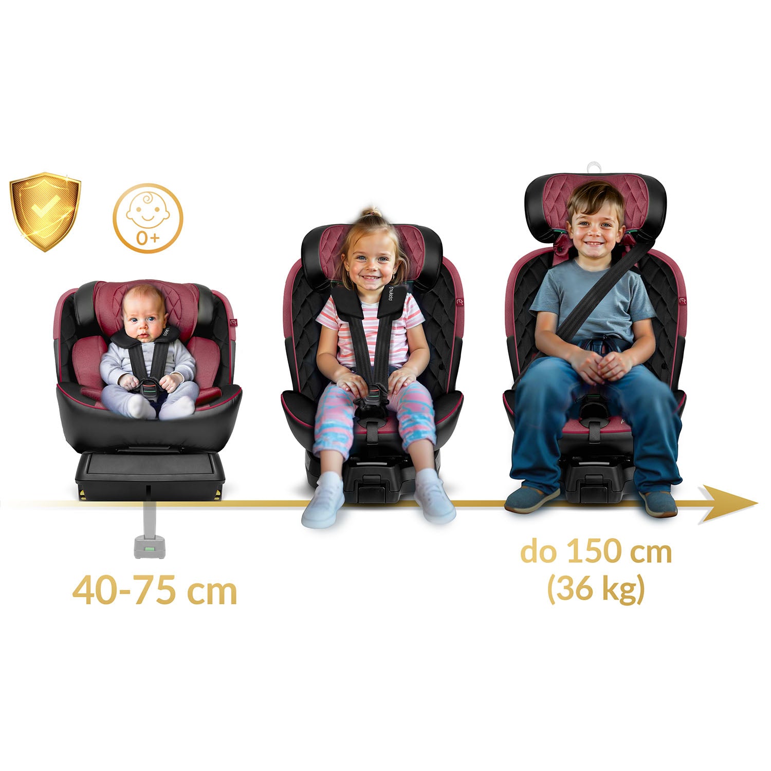 Nukido Prestige Line juodai rožinės spalvos 0-36 kg ISOFIX automobilio sėdynė