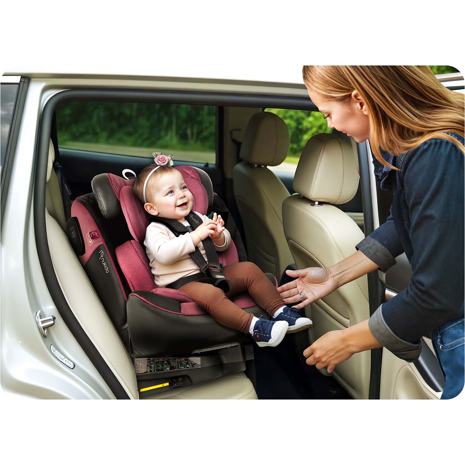 Nukido Prestige Line juodai rožinės spalvos 0-36 kg ISOFIX automobilio sėdynė