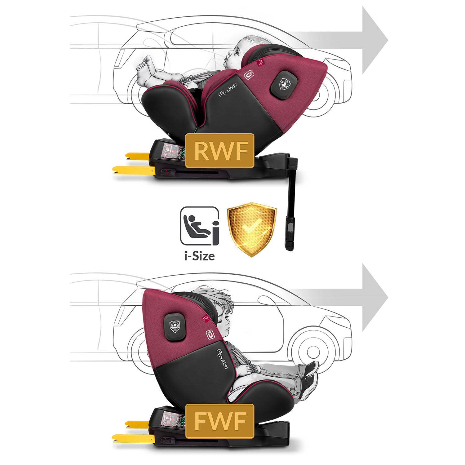 Nukido Prestige Line juodai rožinės spalvos 0-36 kg ISOFIX automobilio sėdynė