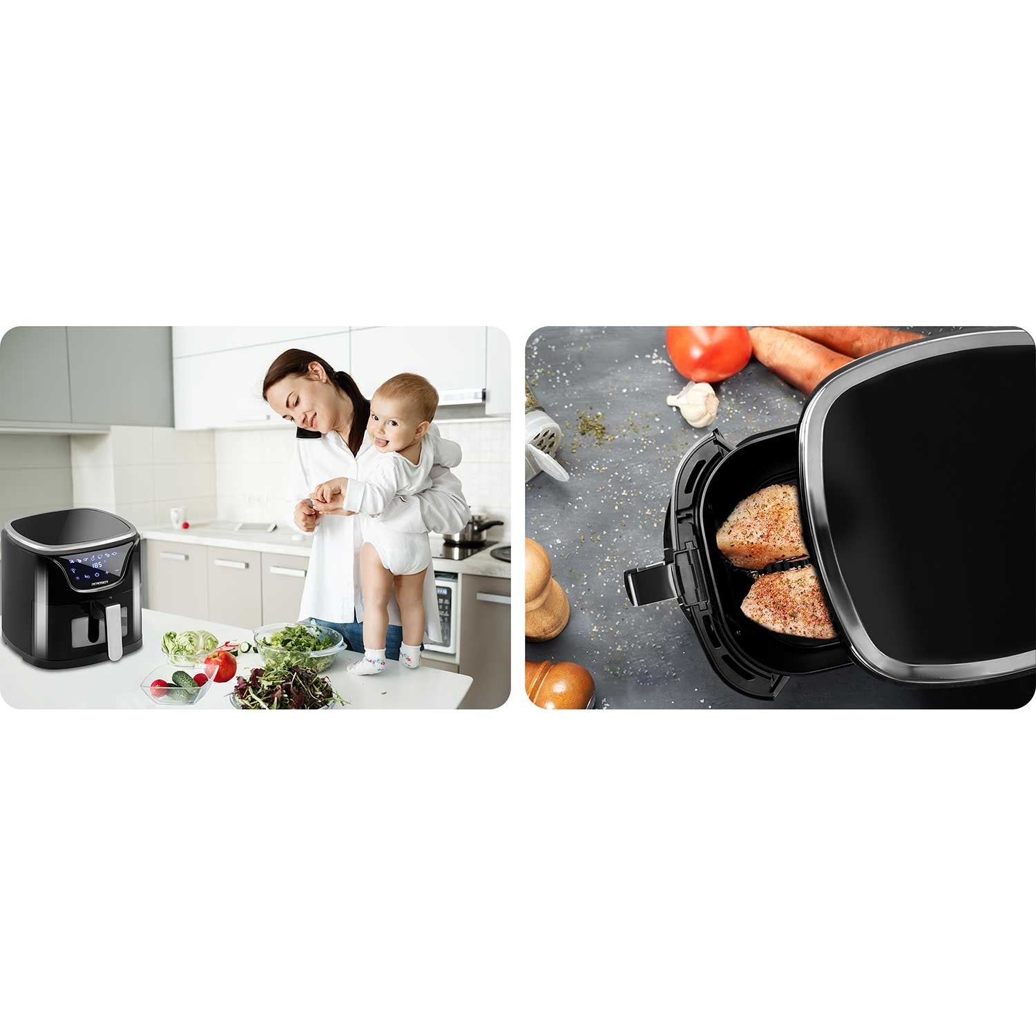 Air fryer BD-652 be riebalų, juodas sidabras