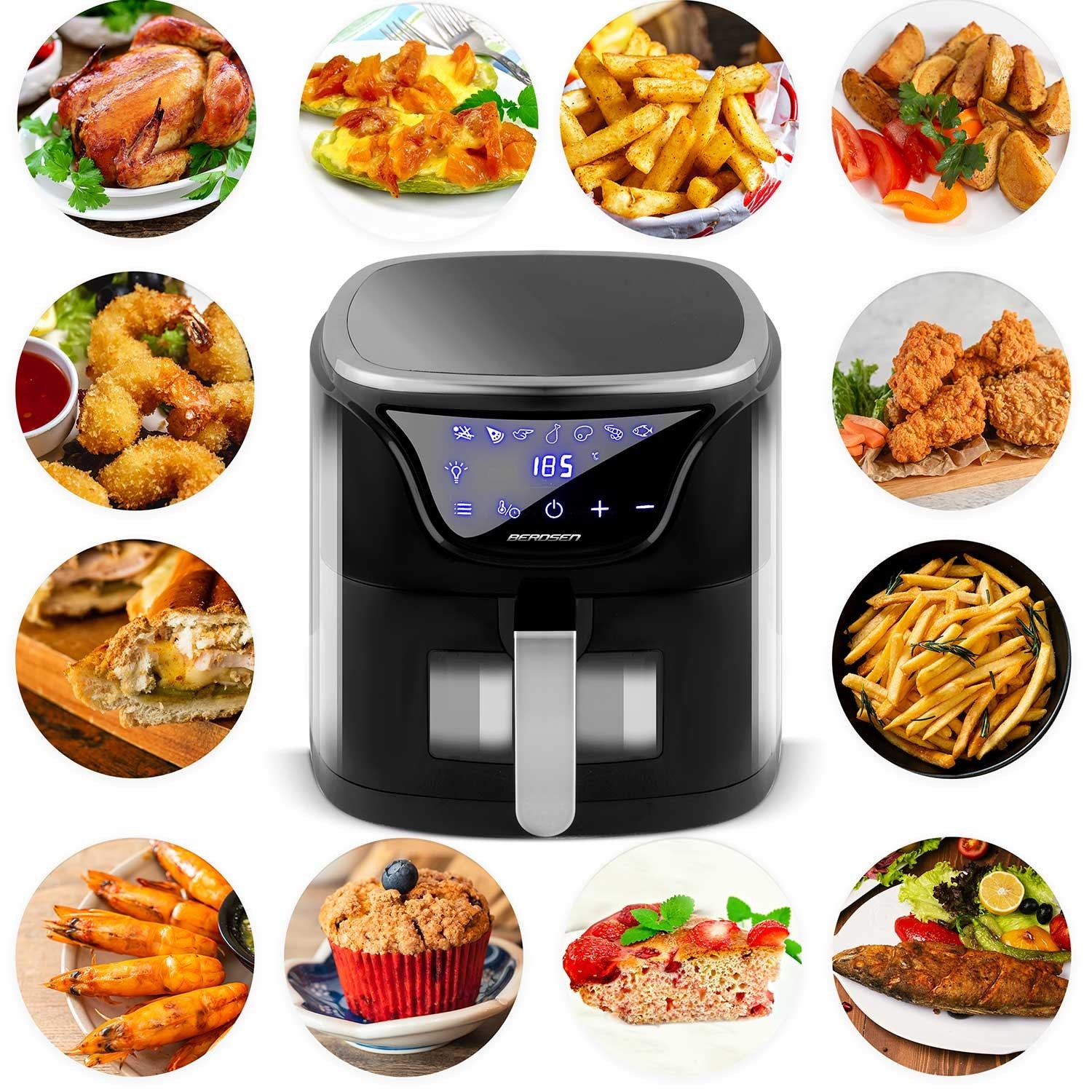 Air fryer BD-652 be riebalų, juodas sidabras