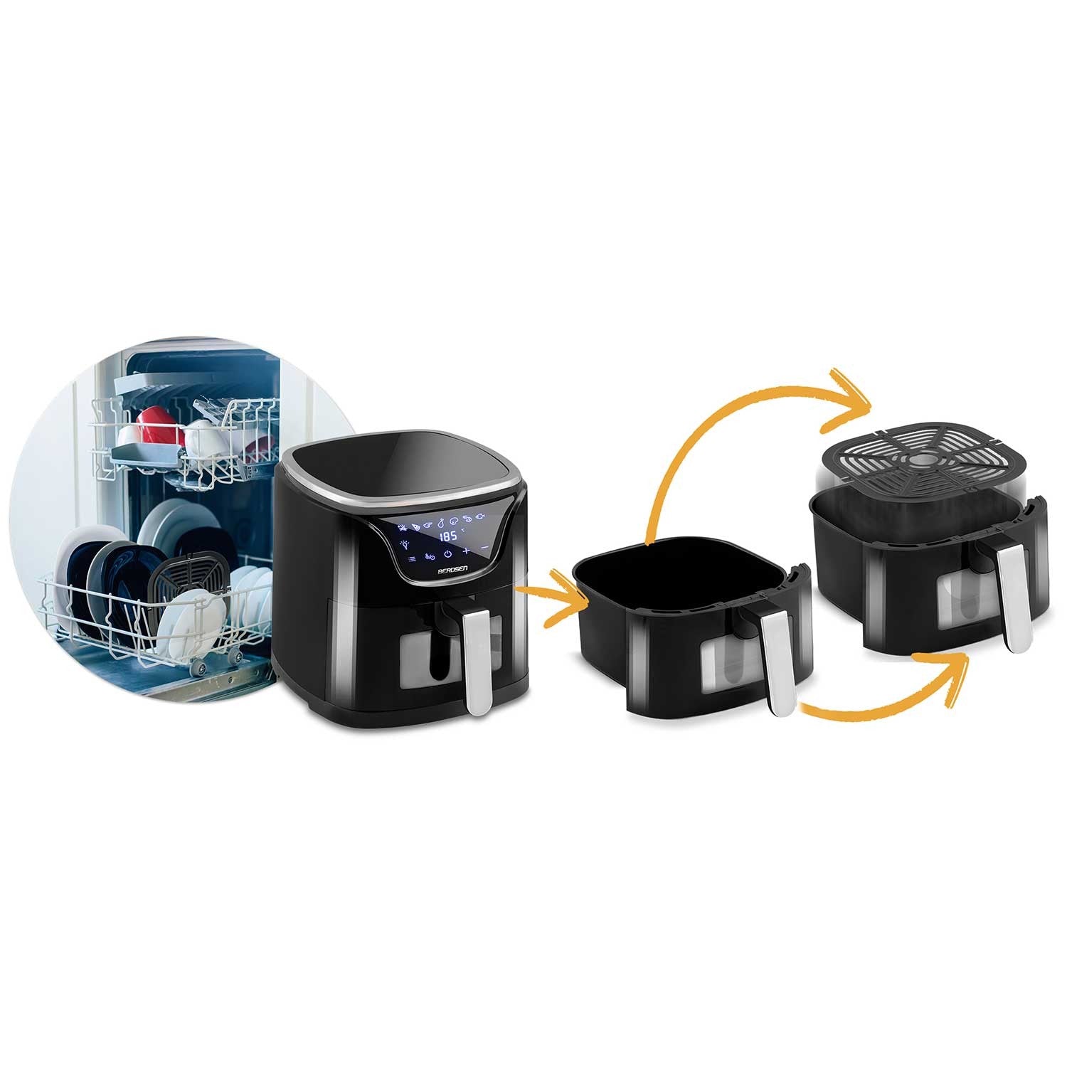 Air fryer BD-652 be riebalų, juodas sidabras