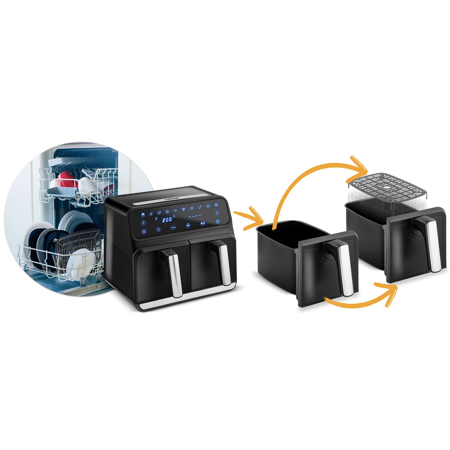 Air fryer BD-653 be riebalų, juodas sidabras