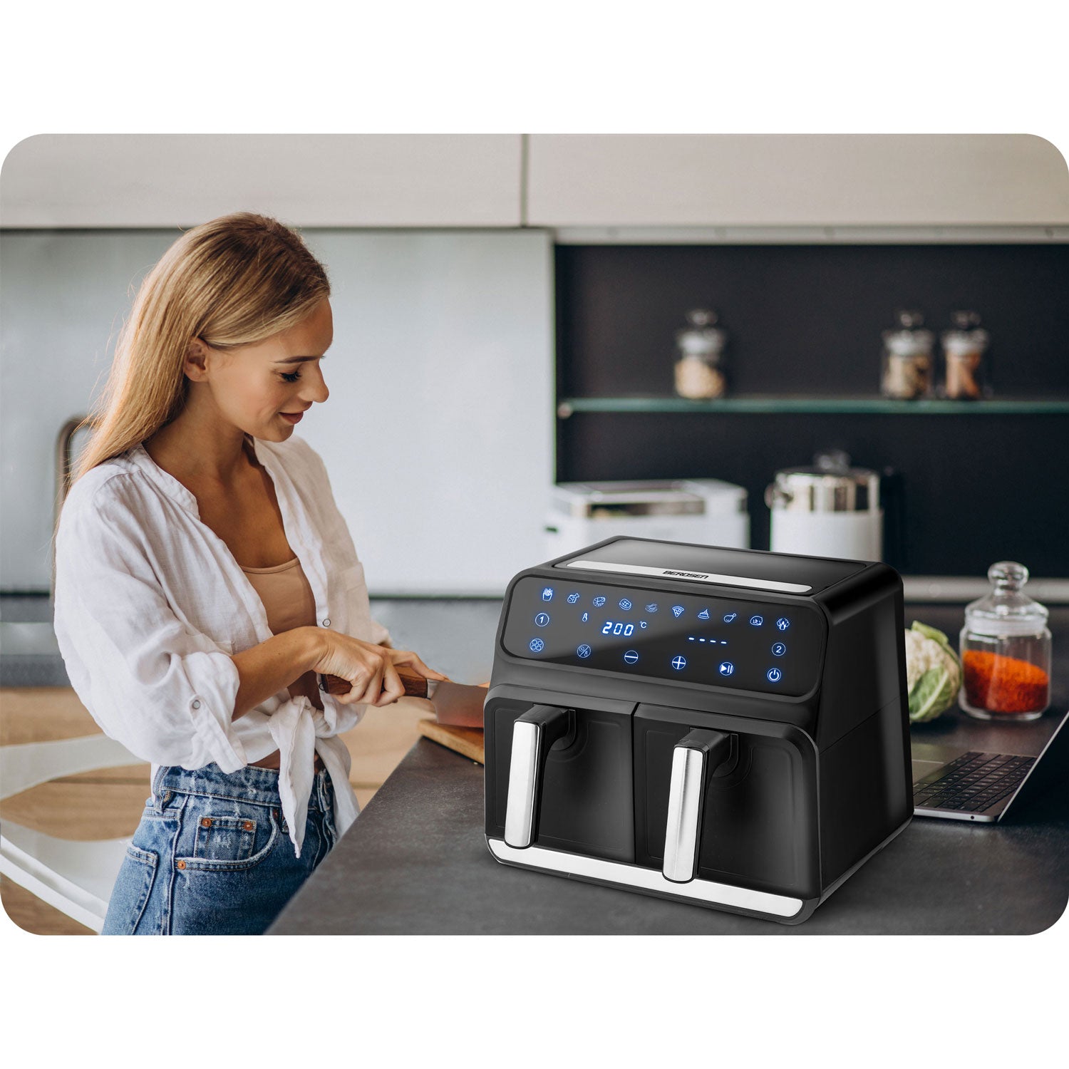 Air fryer BD-653 be riebalų, juodas sidabras