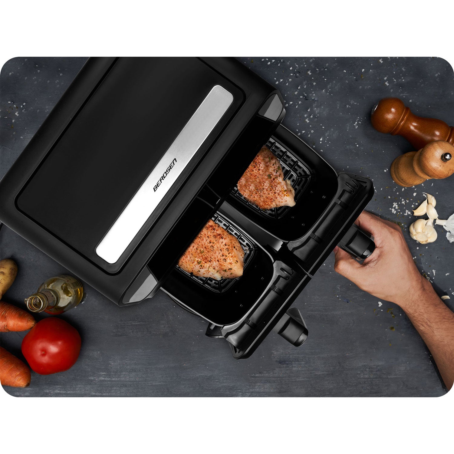 Air fryer BD-653 be riebalų, juodas sidabras