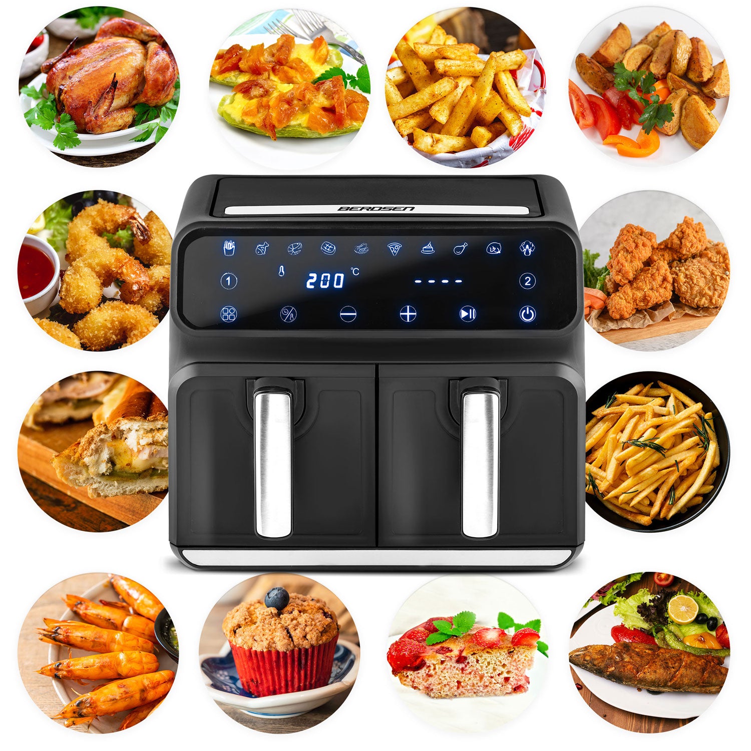 Air fryer BD-653 be riebalų, juodas sidabras