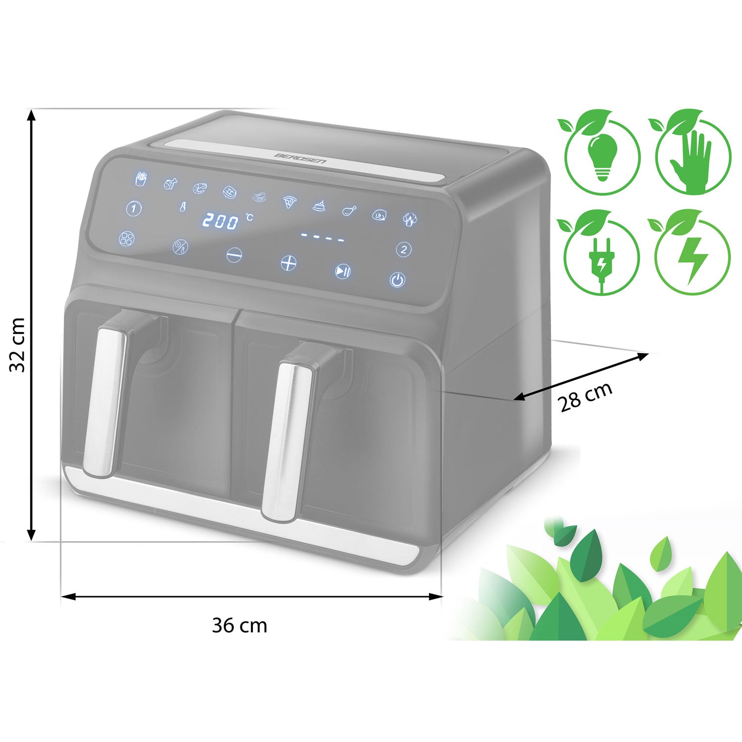 Air fryer BD-653 be riebalų, juodas sidabras