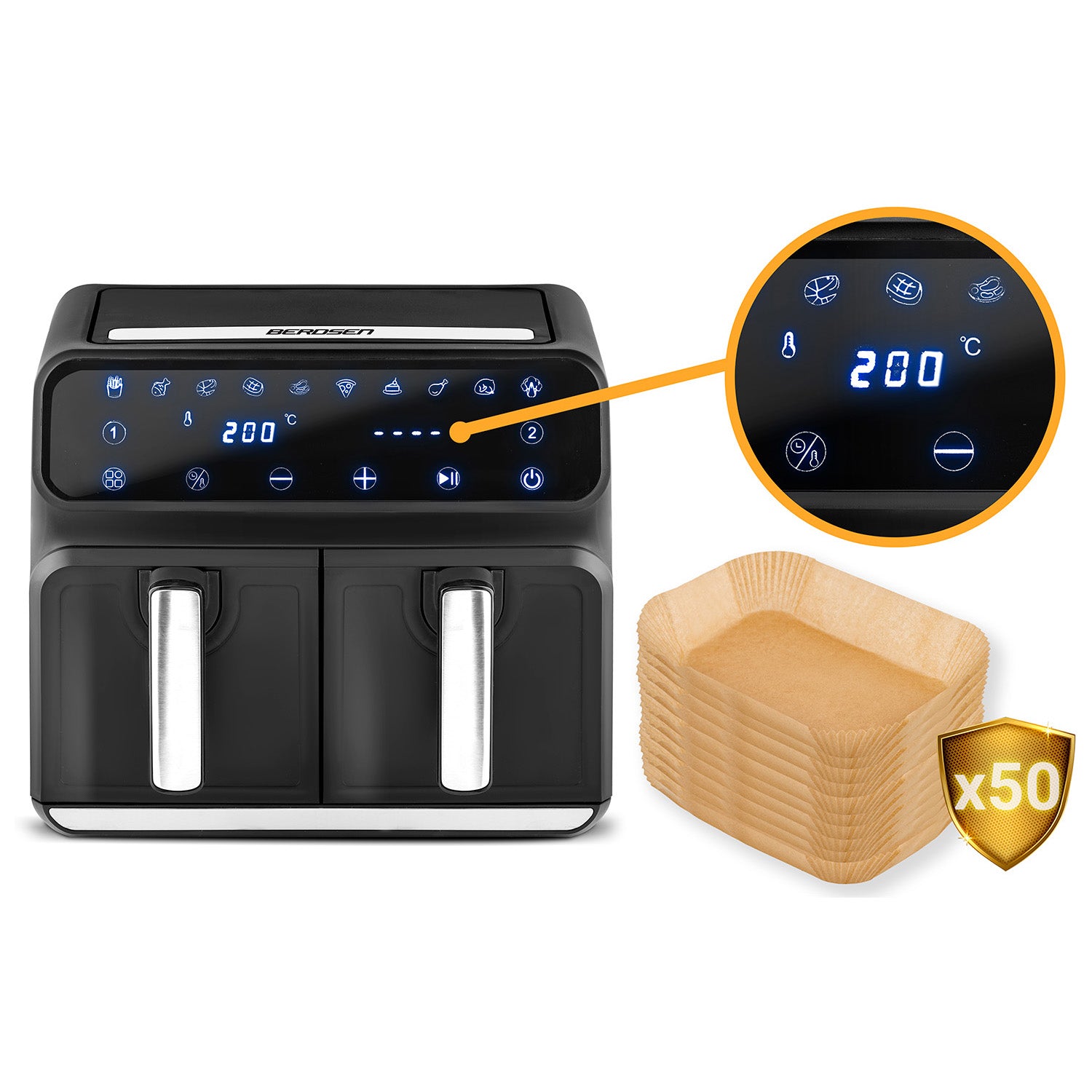 Air fryer BD-653 be riebalų, juodas sidabras