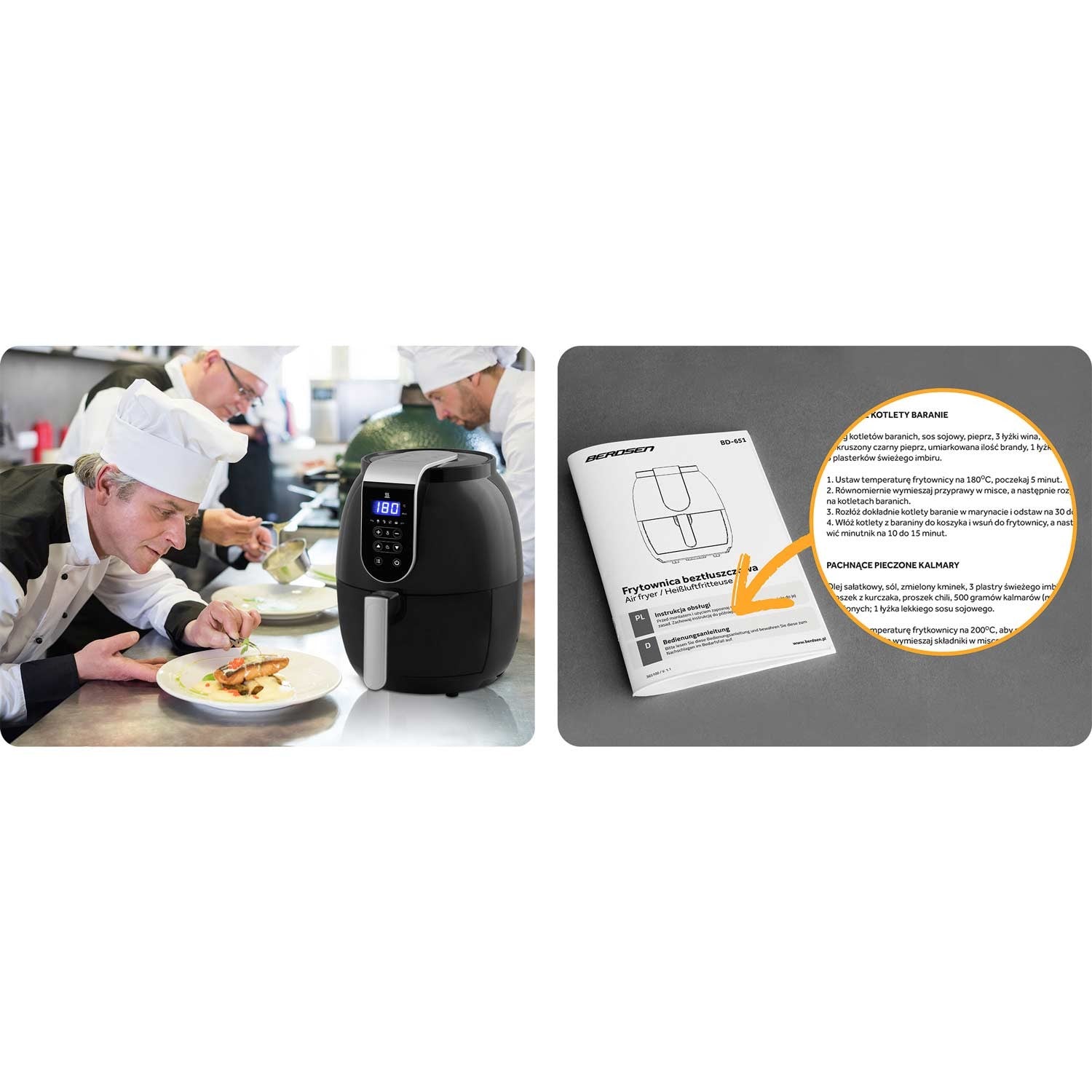 Riebalų be riebalų skrudintuvas su Air fryer BD-651 ekranu