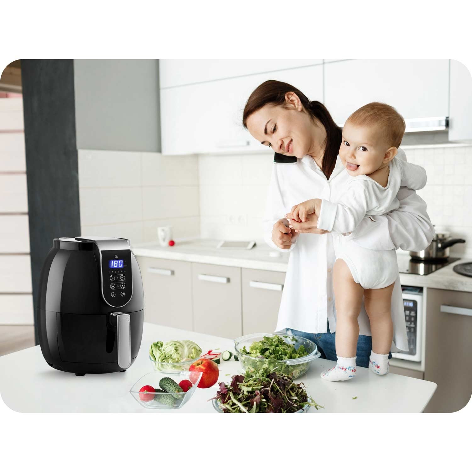 Riebalų be riebalų skrudintuvas su Air fryer BD-651 ekranu