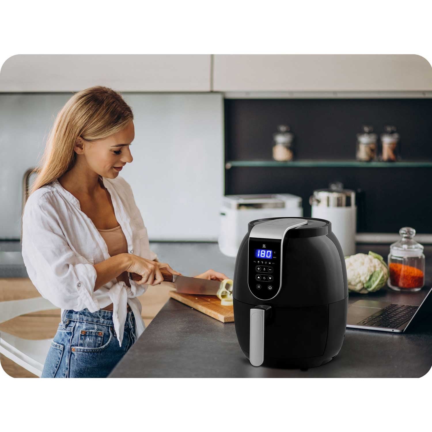 Riebalų be riebalų skrudintuvas su Air fryer BD-651 ekranu