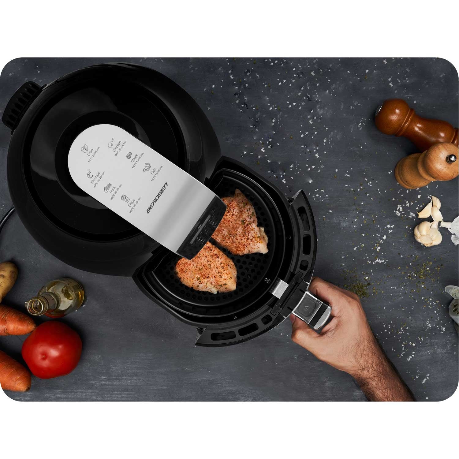 Riebalų be riebalų skrudintuvas su Air fryer BD-651 ekranu