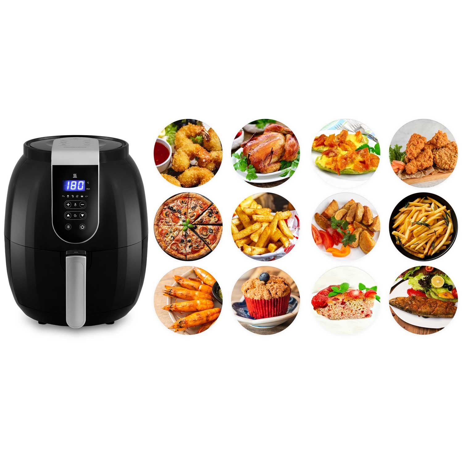Riebalų be riebalų skrudintuvas su Air fryer BD-651 ekranu