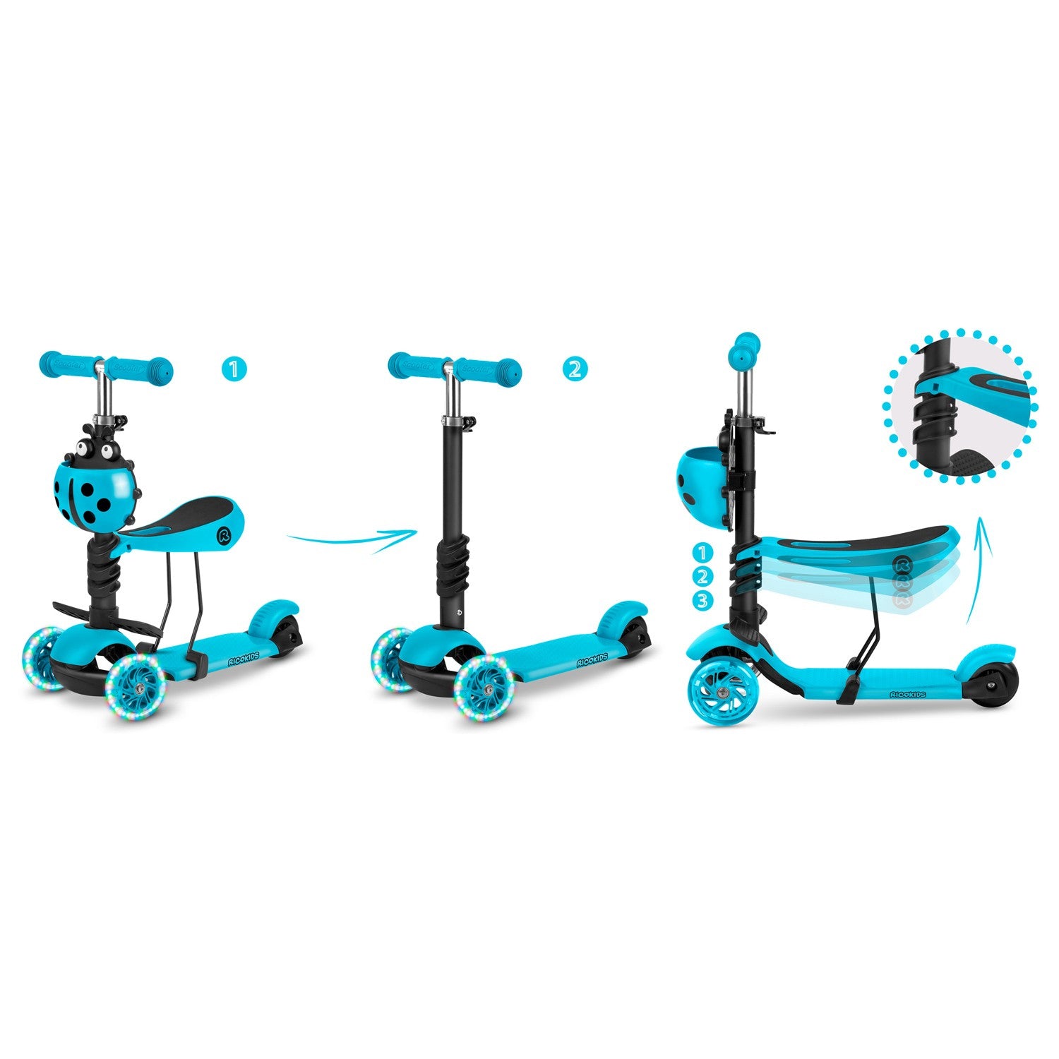 Turkūzų spalvos Ricokids Buggy