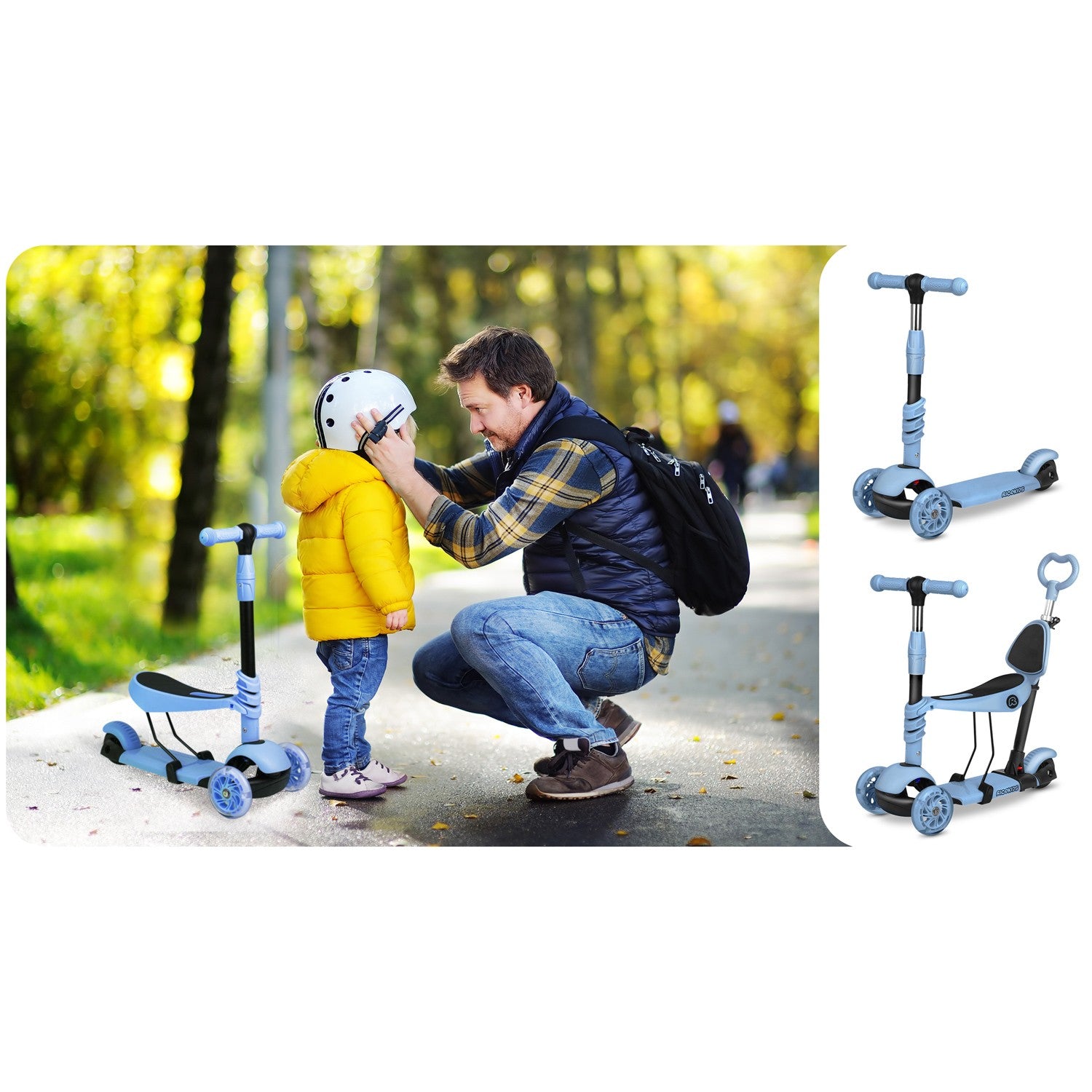 Ricokids Todi - mėlynas-pilkasis, trikojo ratas