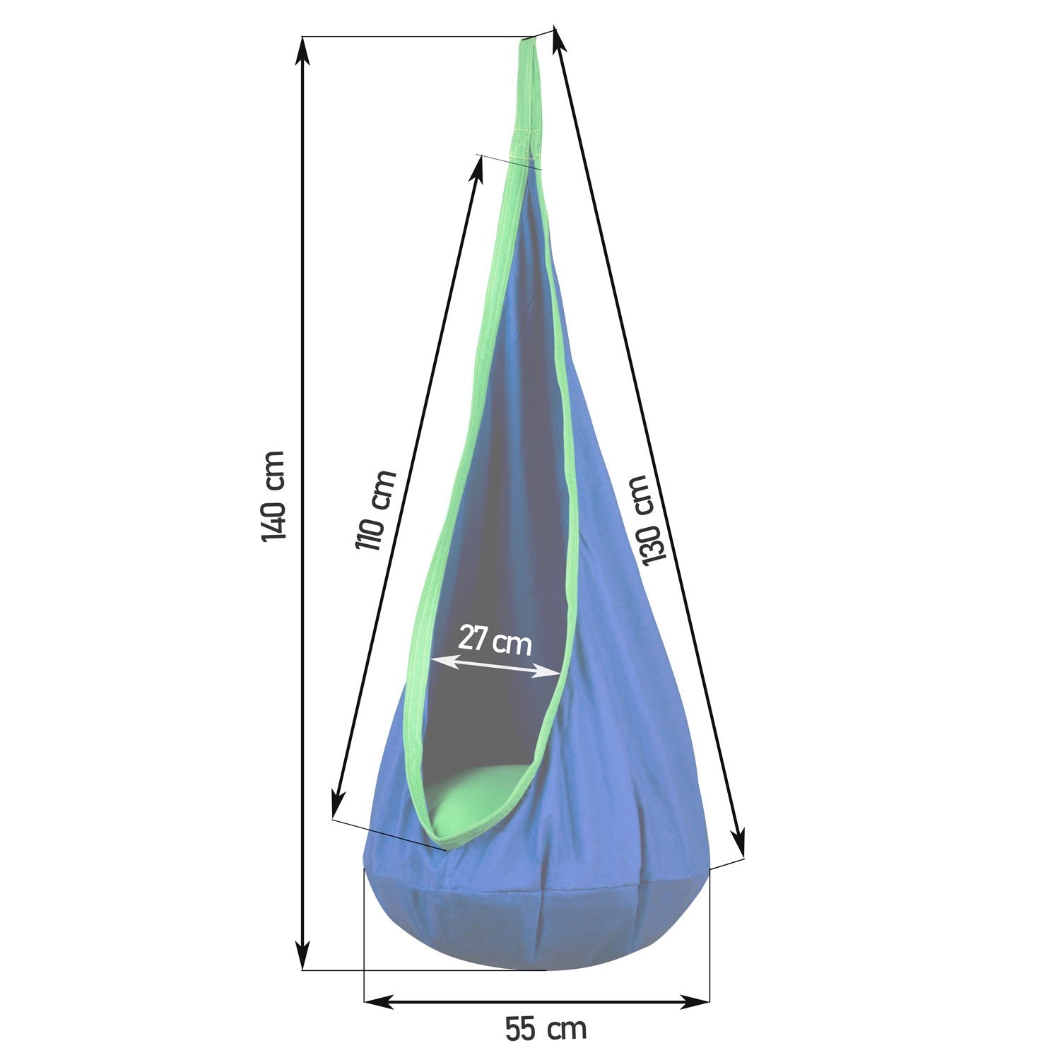 Neo-Sport mėlynas pakabinimo kėdė