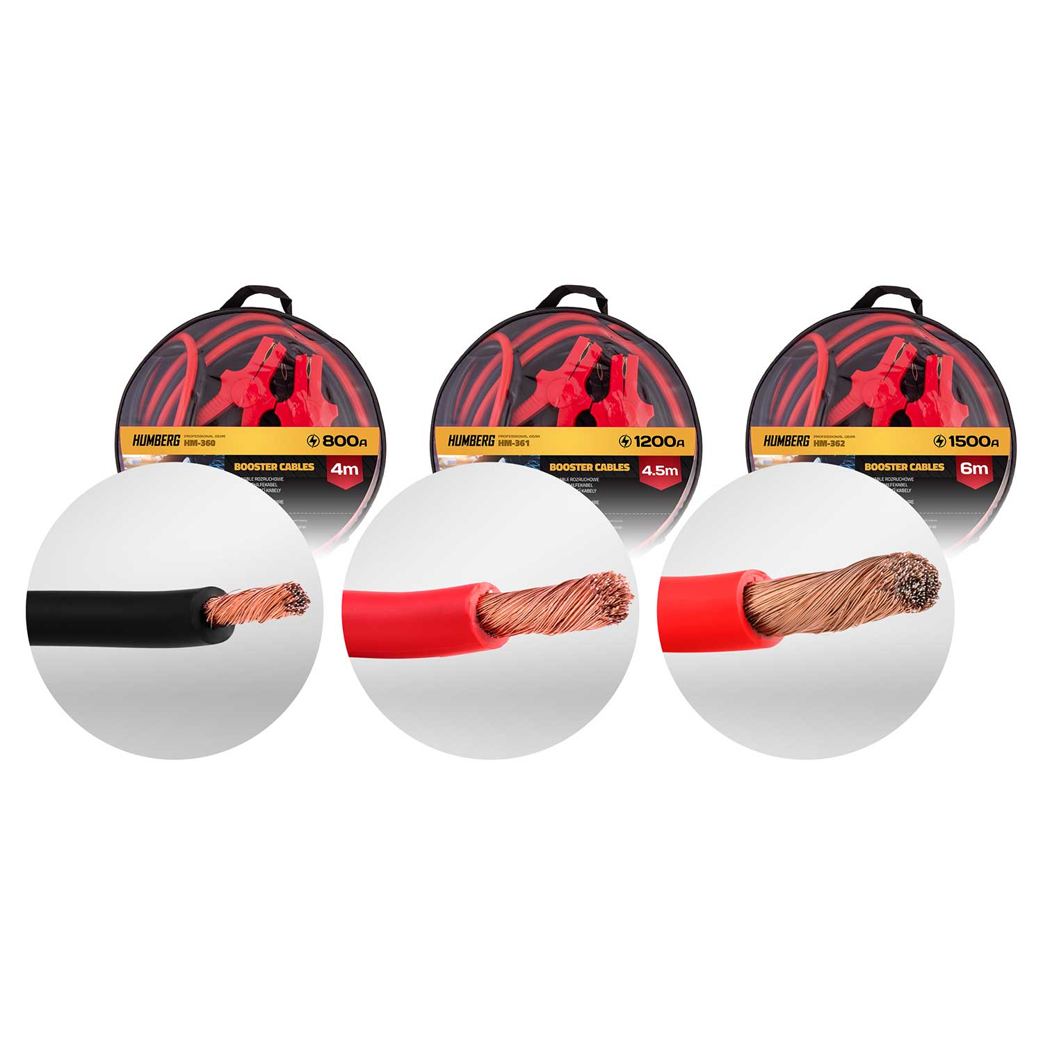 6 m 1500A HM-362 Humbergo paleidimo kabeliai