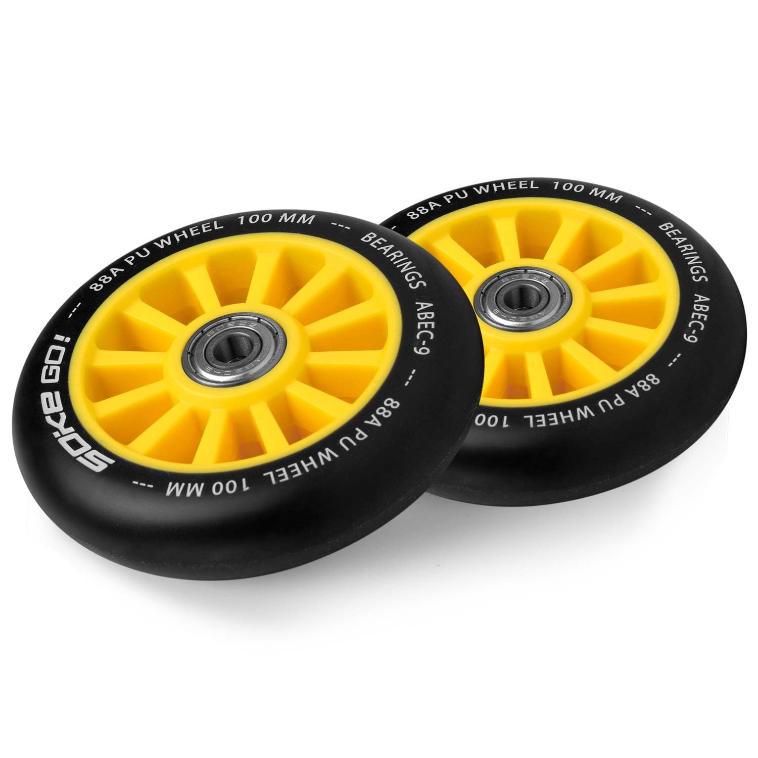 100 mm ritinio ratas, geltonas, 2 vienetai