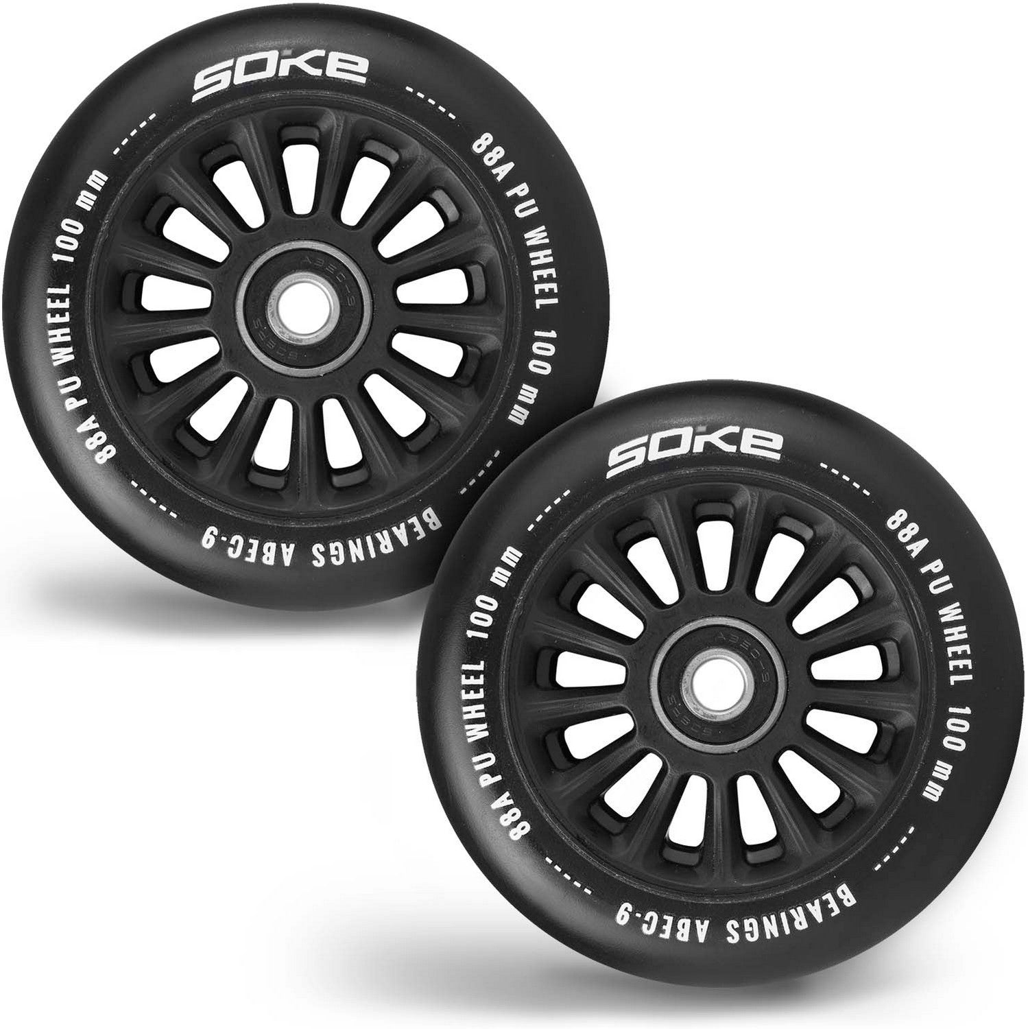 W100 mm ratas, juodas, 2 vienetai