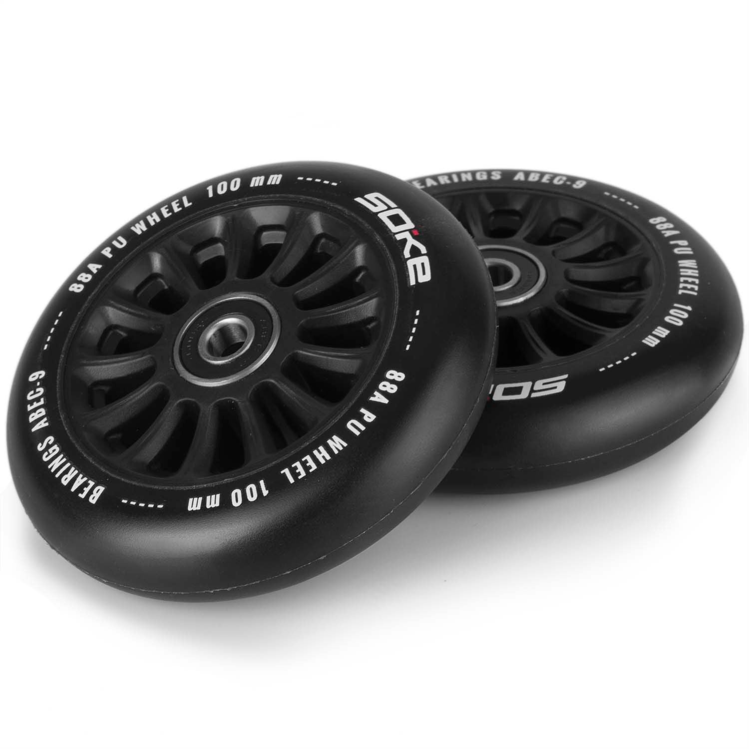 W100 mm ratas, juodas, 2 vienetai