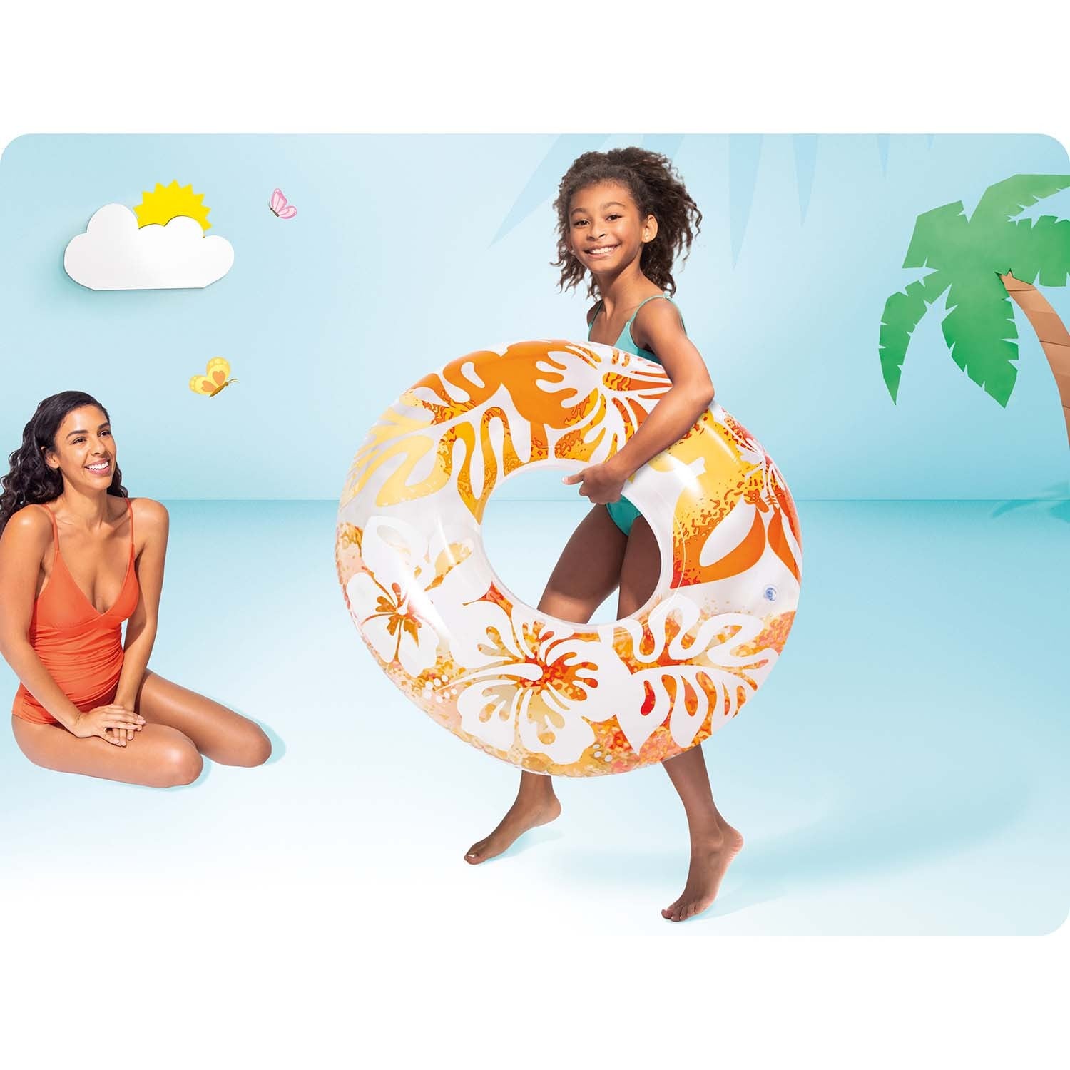 91 cm skersmens plaukiojančio rato 3 spalvos INTEX 59251 oranžas