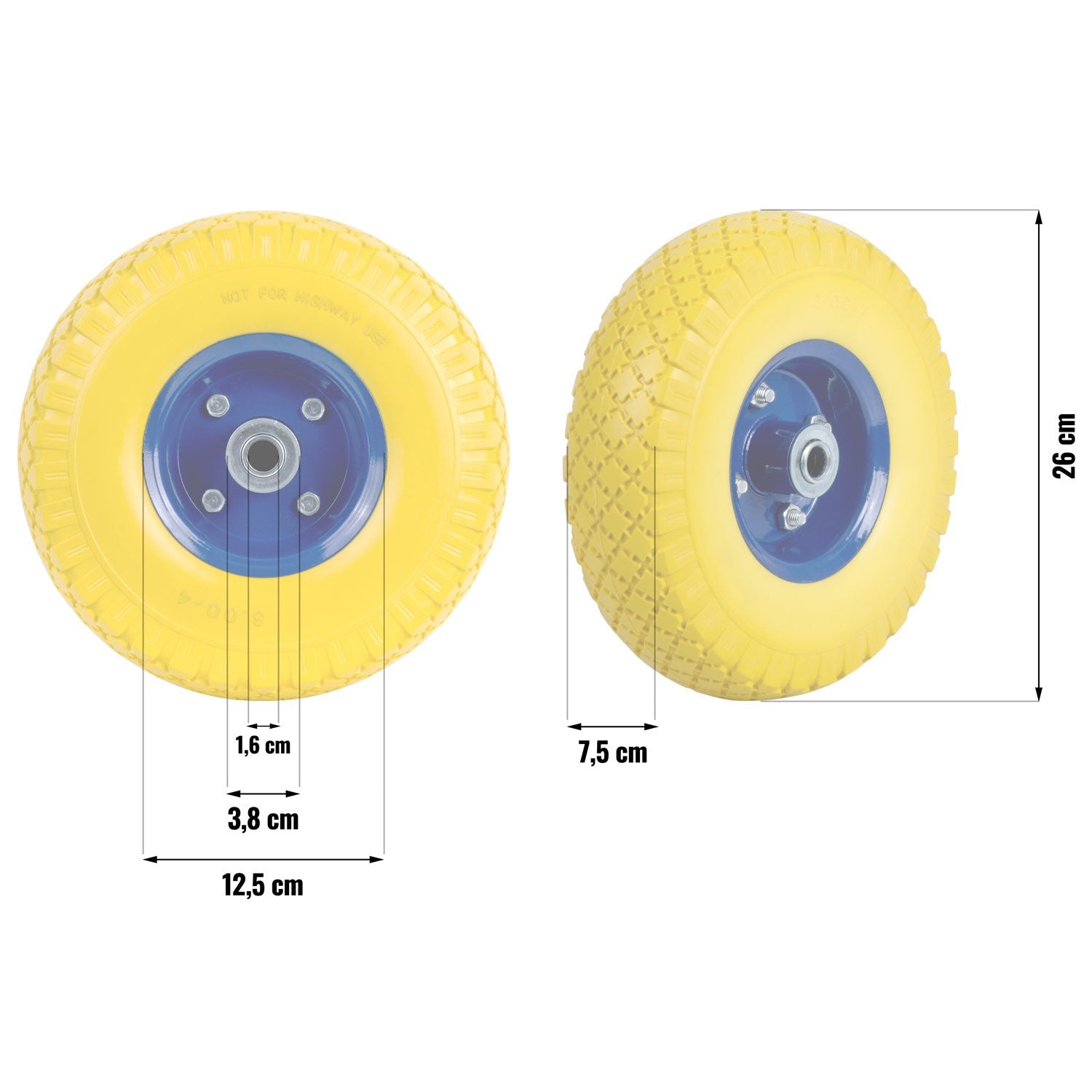 Važiuoklės ratas, be vamzdžio, 3.00-4 geltono-mėlynas