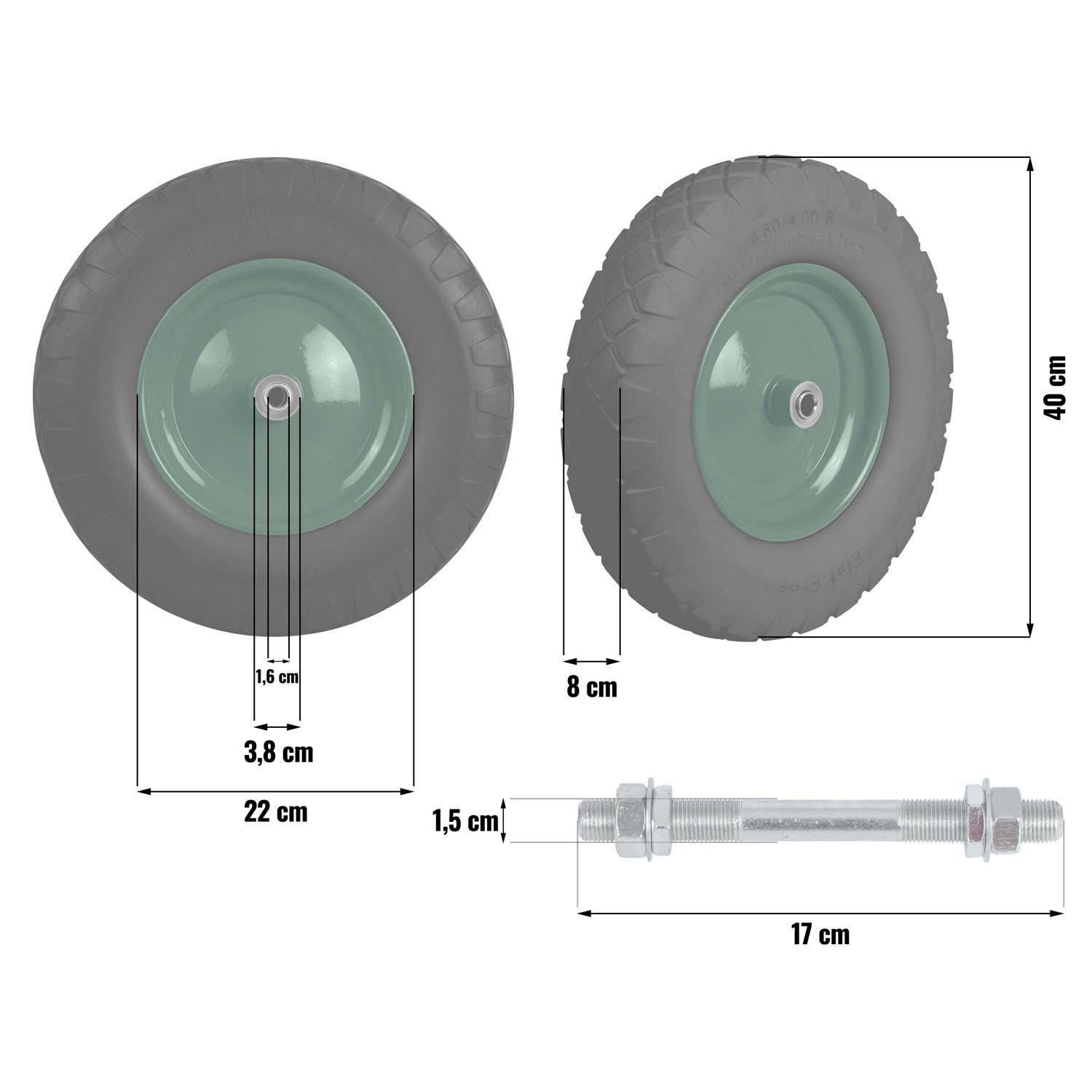4.00-8 juodai žalios spalvos Humbergas