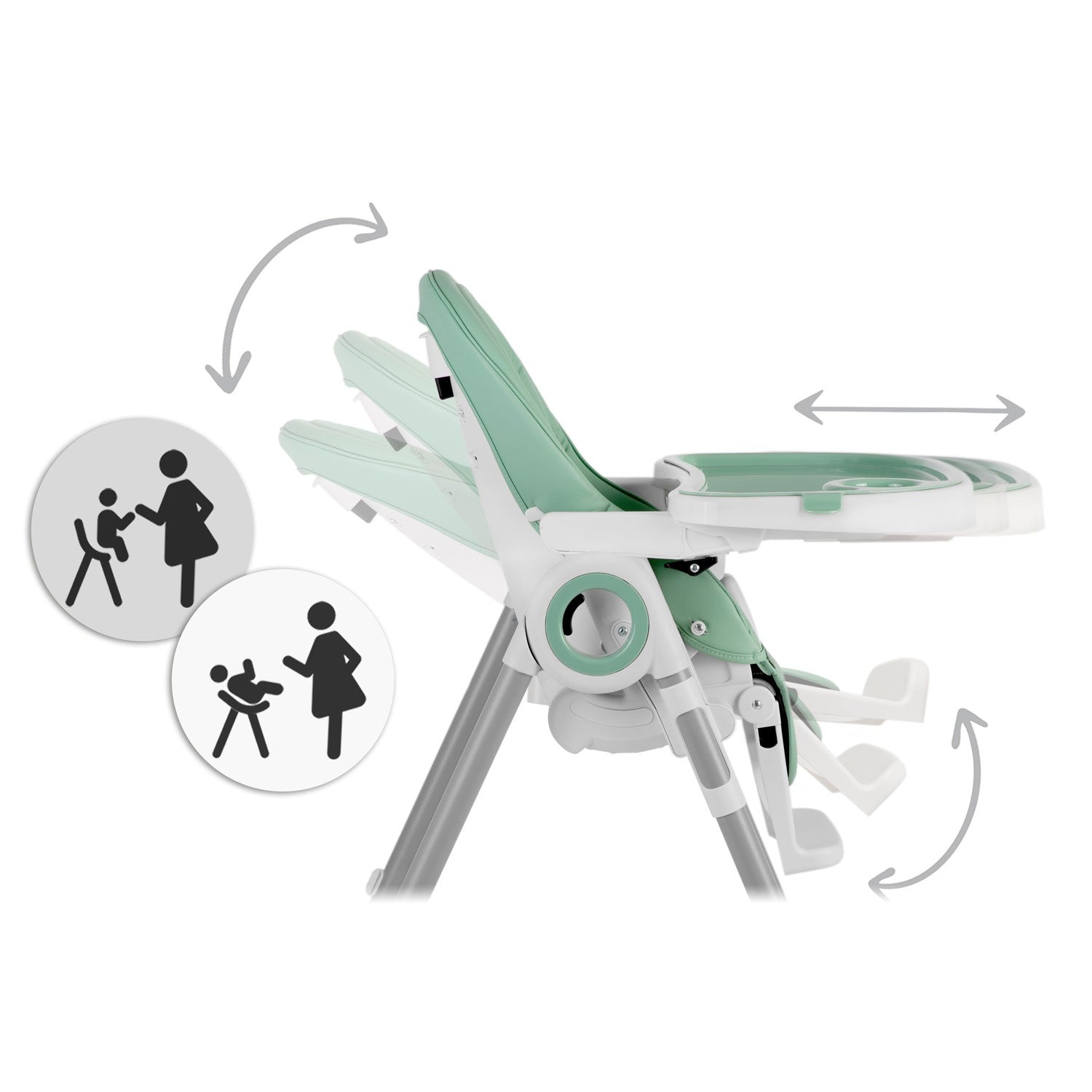 Maitinimo kėdė su staline, Belo žalia spalvos lovelė