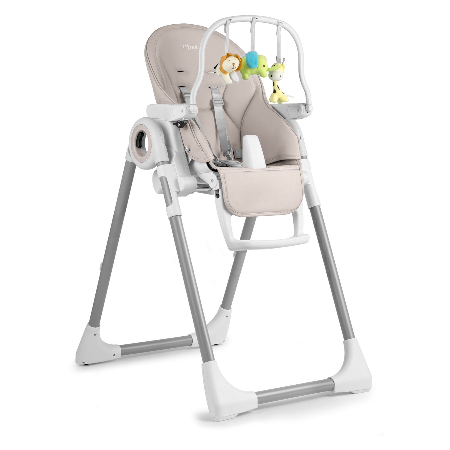 Maitinamoji kėdė su staleliu, Belo pilka + lazdelė su žaislais