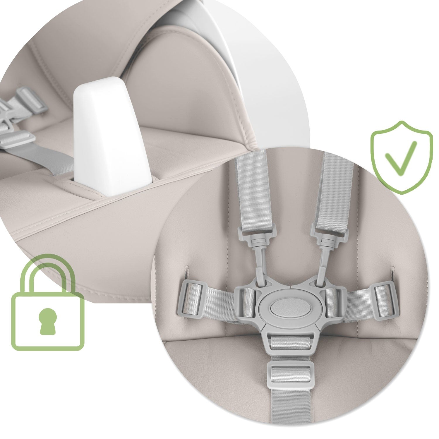 Maitinamoji kėdė su staleliu, Belo pilka + lazdelė su žaislais