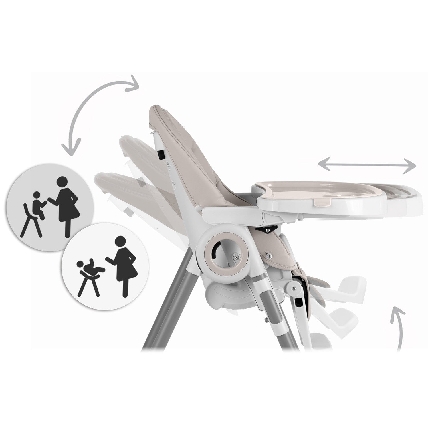 Maitinamoji kėdė su staleliu, Belo pilka + lazdelė su žaislais