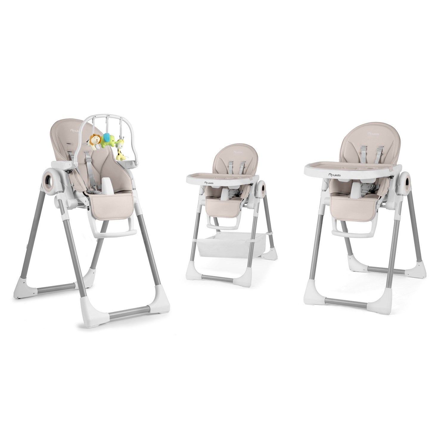 Maitinamoji kėdė su staleliu, Belo pilka + lazdelė su žaislais