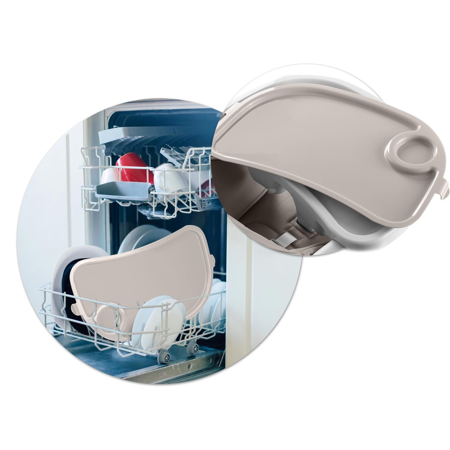 Maitinamoji kėdė su staleliu, Belo pilka + lazdelė su žaislais