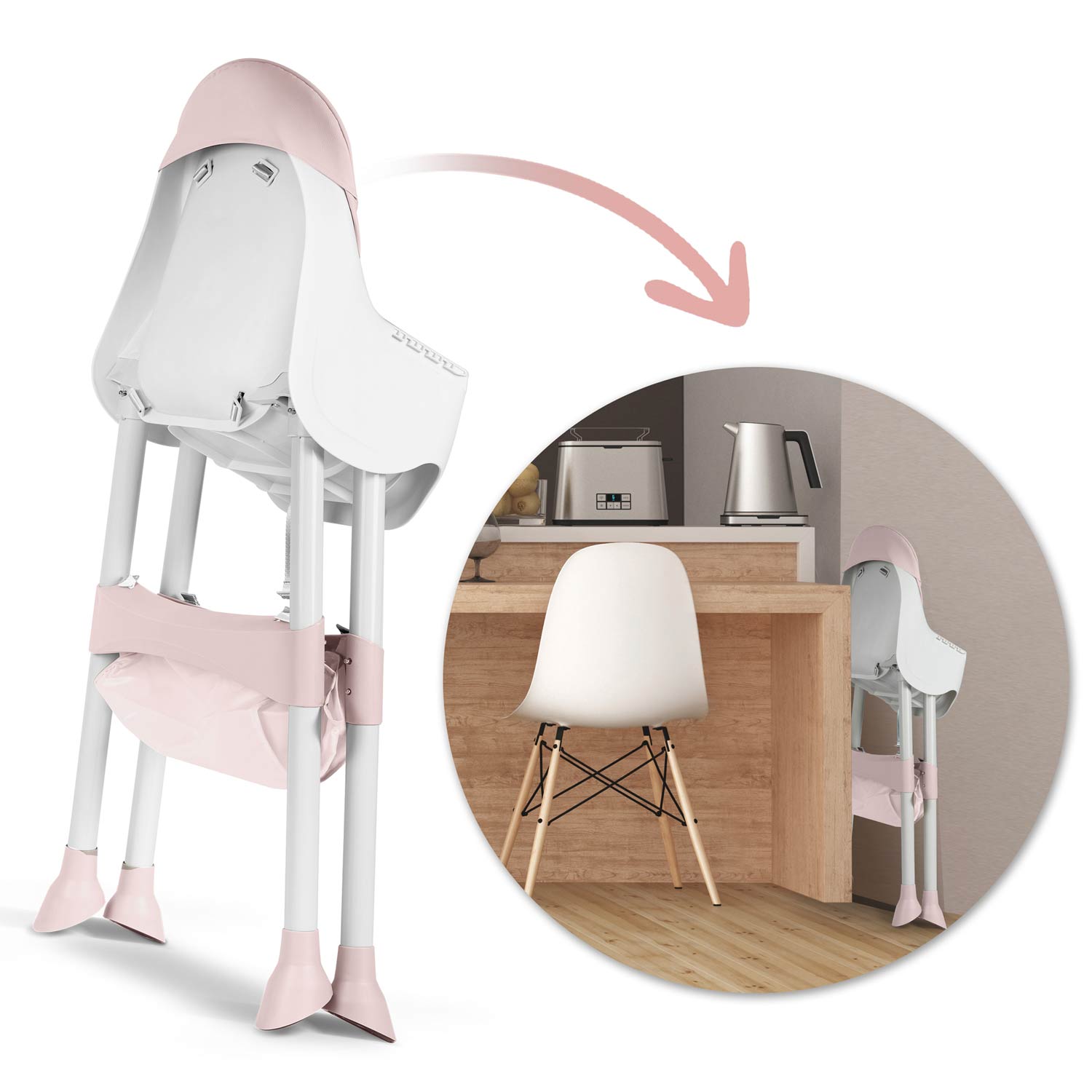 Maitinamoji kėdė su Milo rožine staline