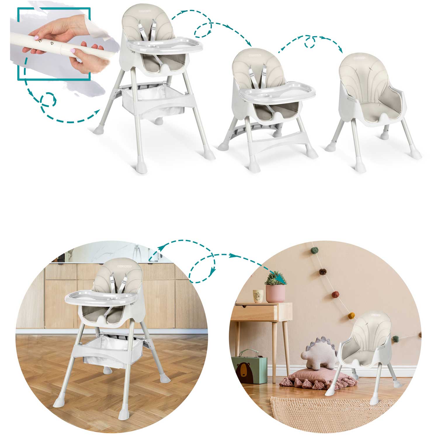 Maitinimo kėdė su stalu