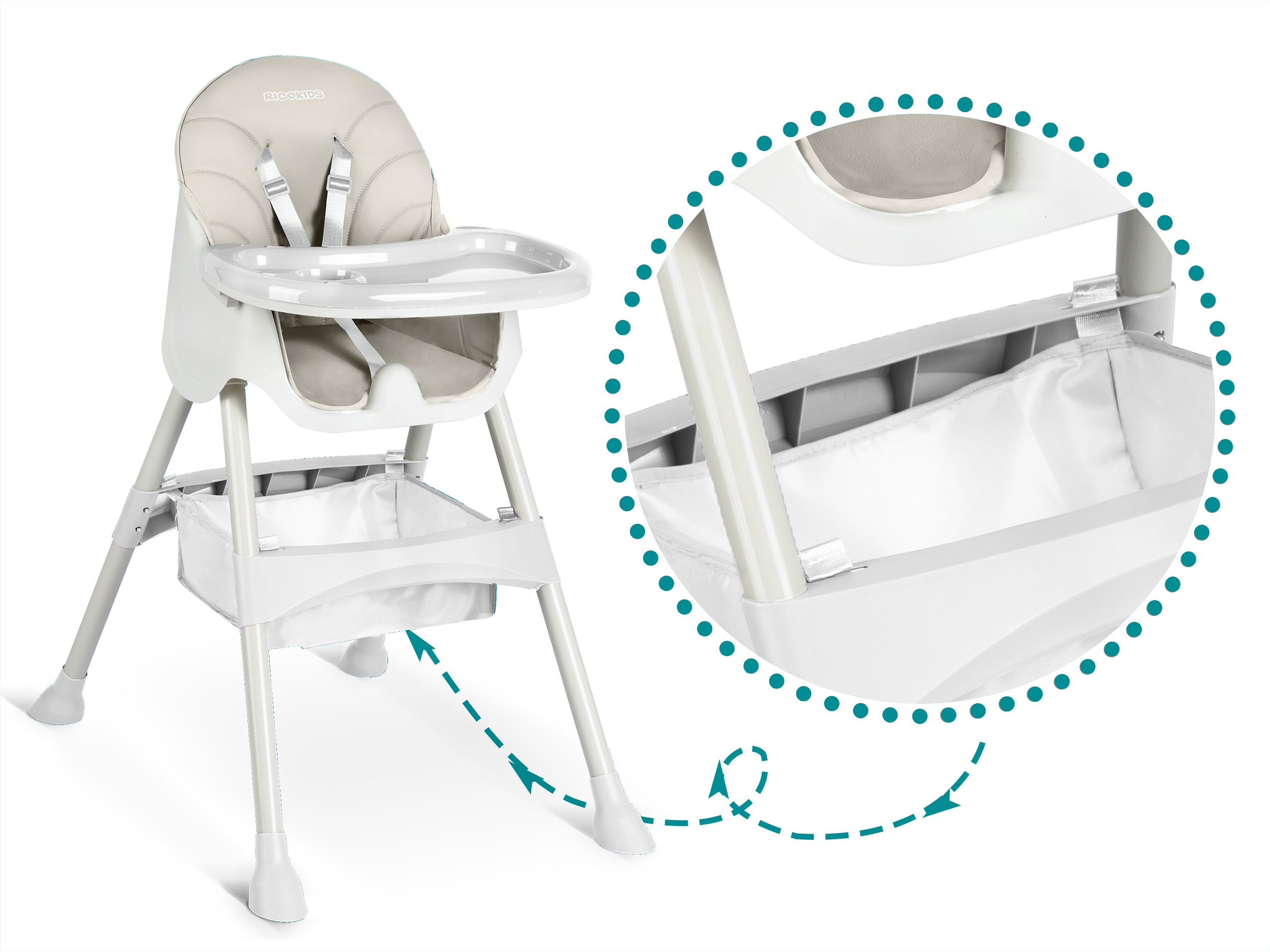 Maitinimo kėdė su stalu