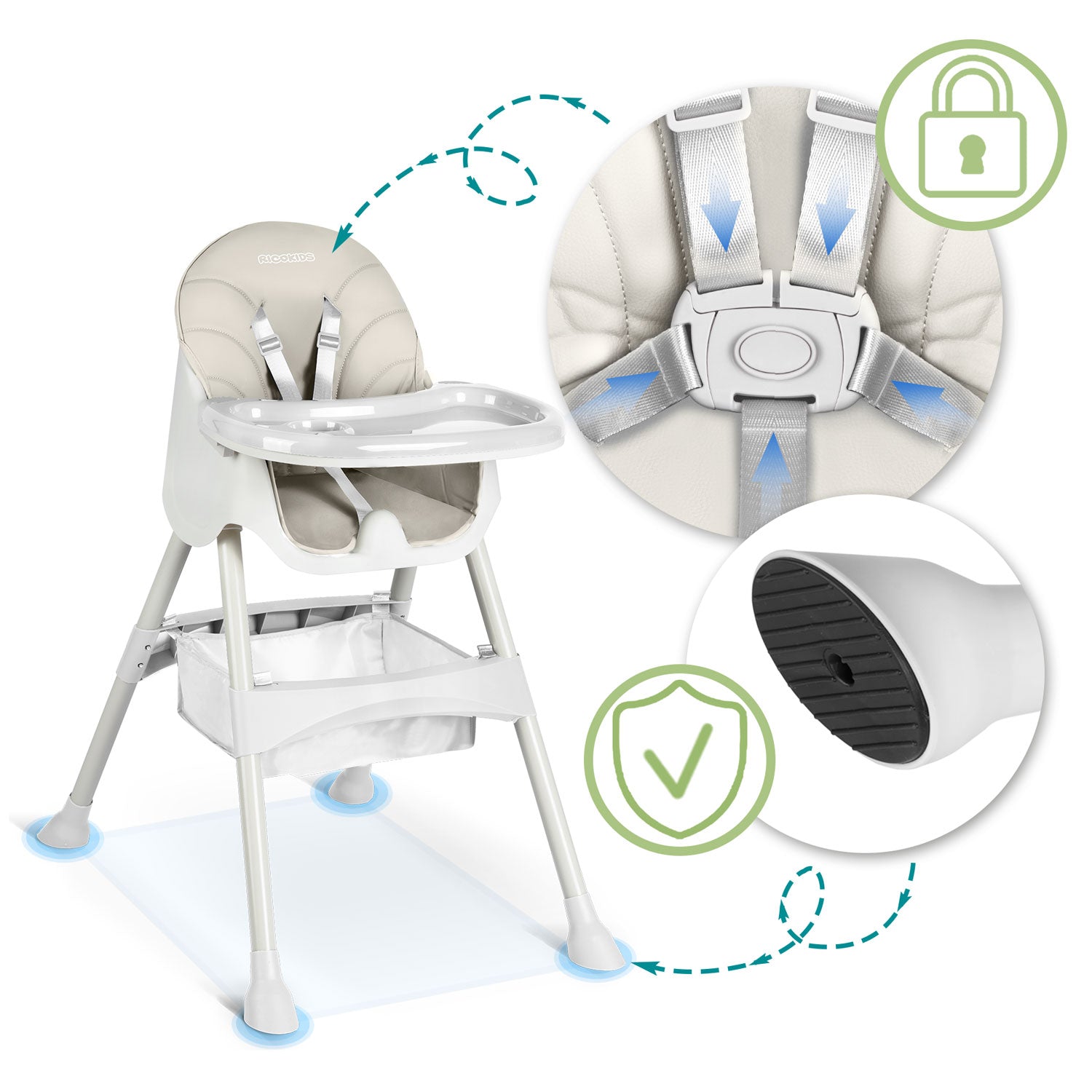 Maitinimo kėdė su stalu