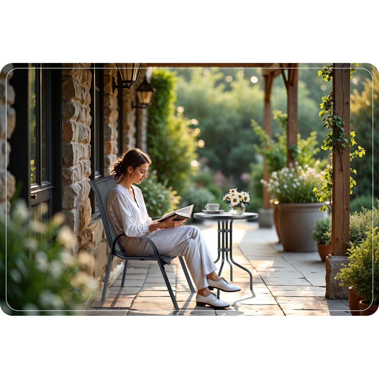 Sofotel SO-980 tekstilės sodo kėdės, 4 vienetų rinkinys