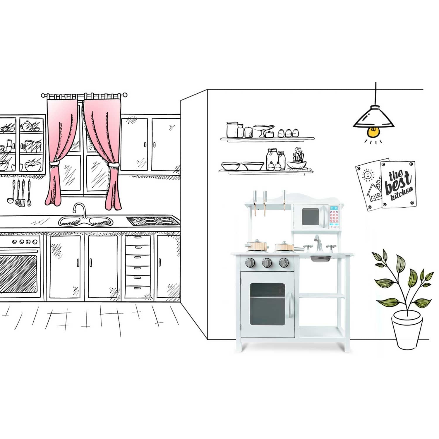 Medinė vaikų virtuvė 60 x 30 x 85 cm