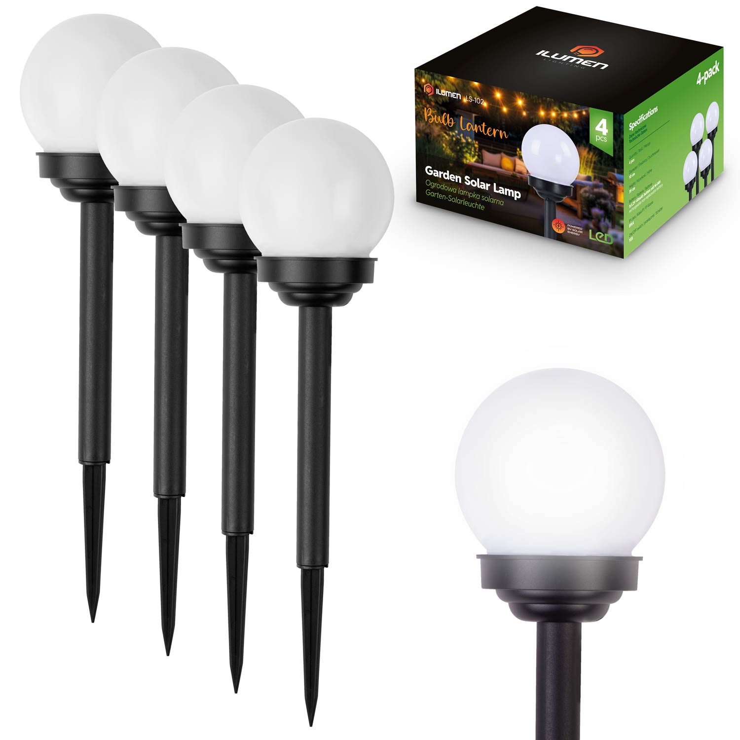 Ilumen LS-102 saulės lempos balta sfera